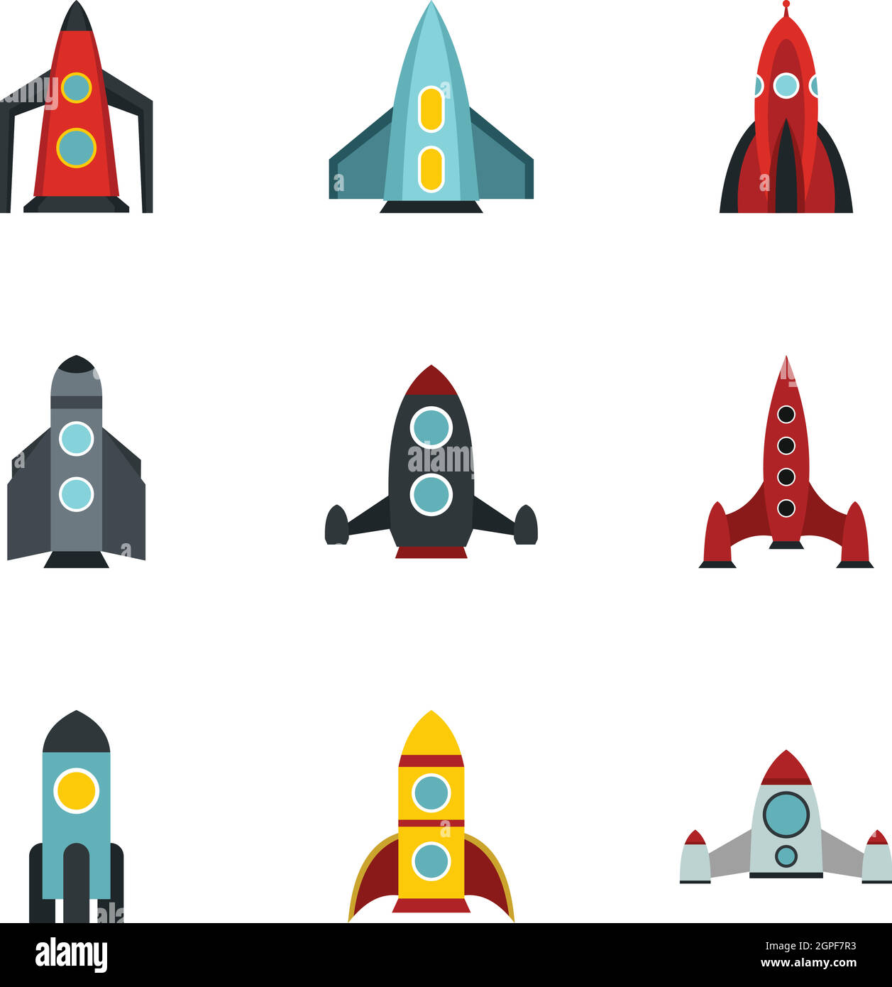 Fast rockets icons set, flat style Stock Vector Image & Art - Alamy
