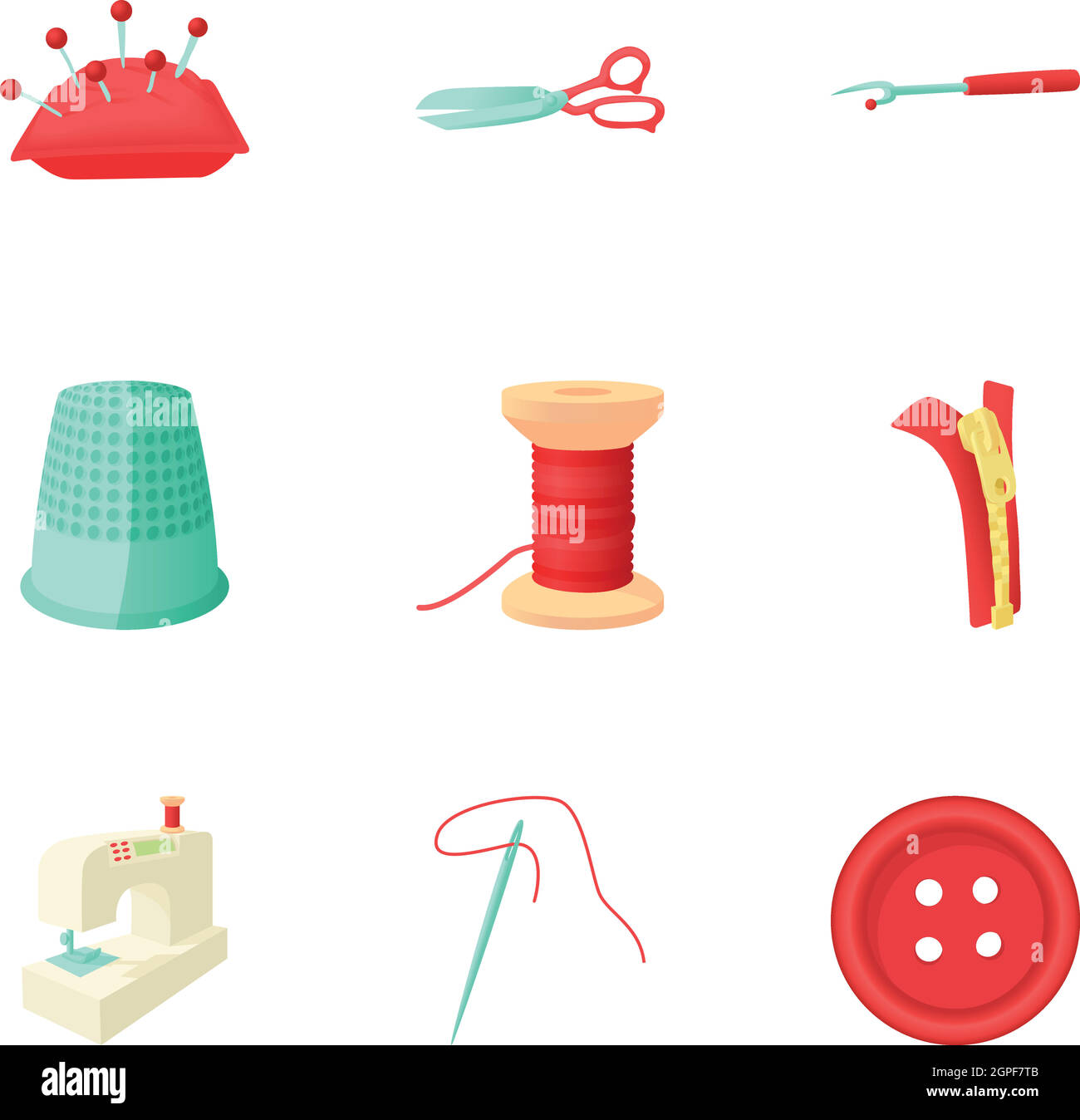 Sewing icons set, cartoon style Stock Vector