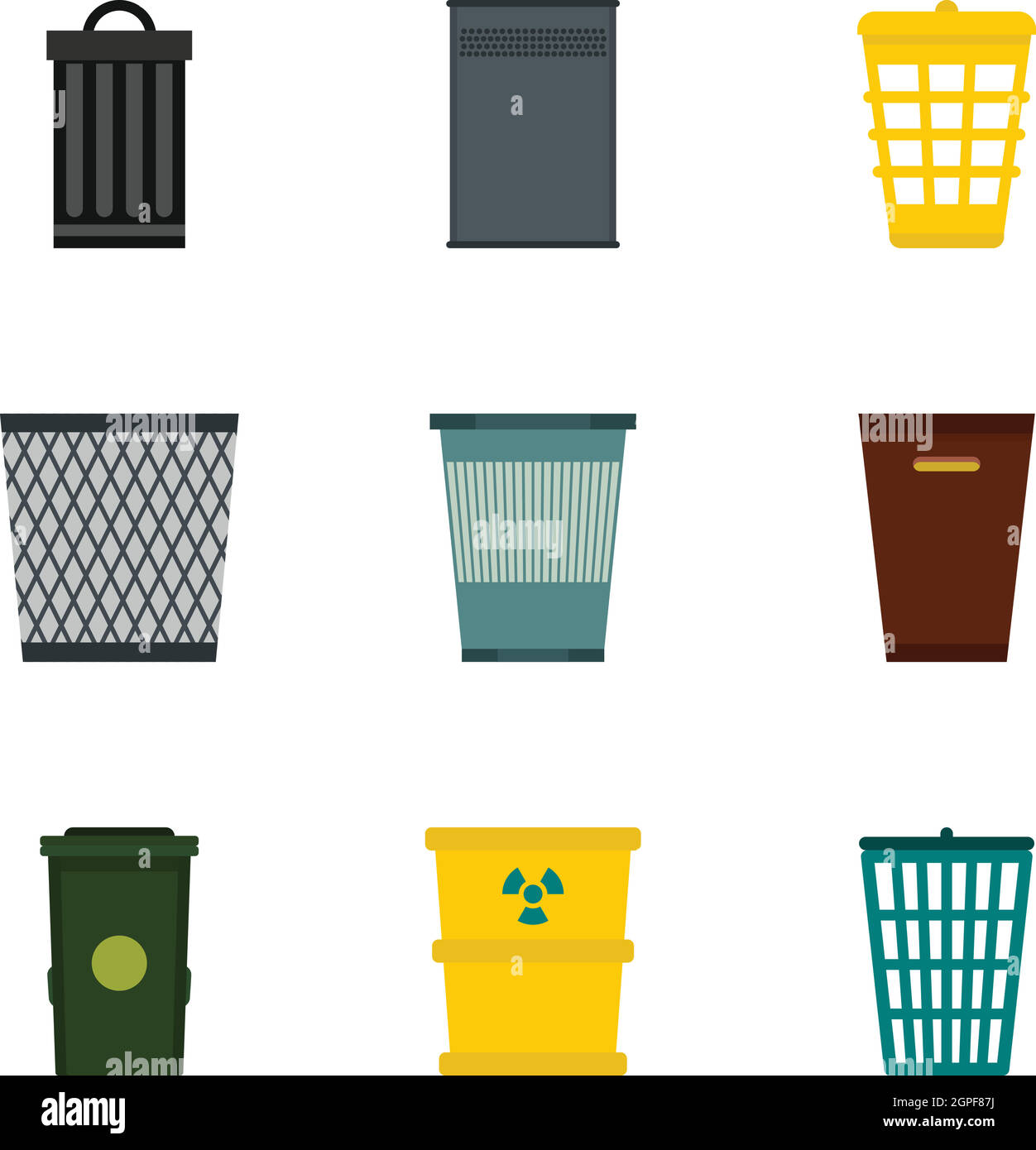 Waste rubbish icons set, flat style Stock Vector Image & Art Alamy