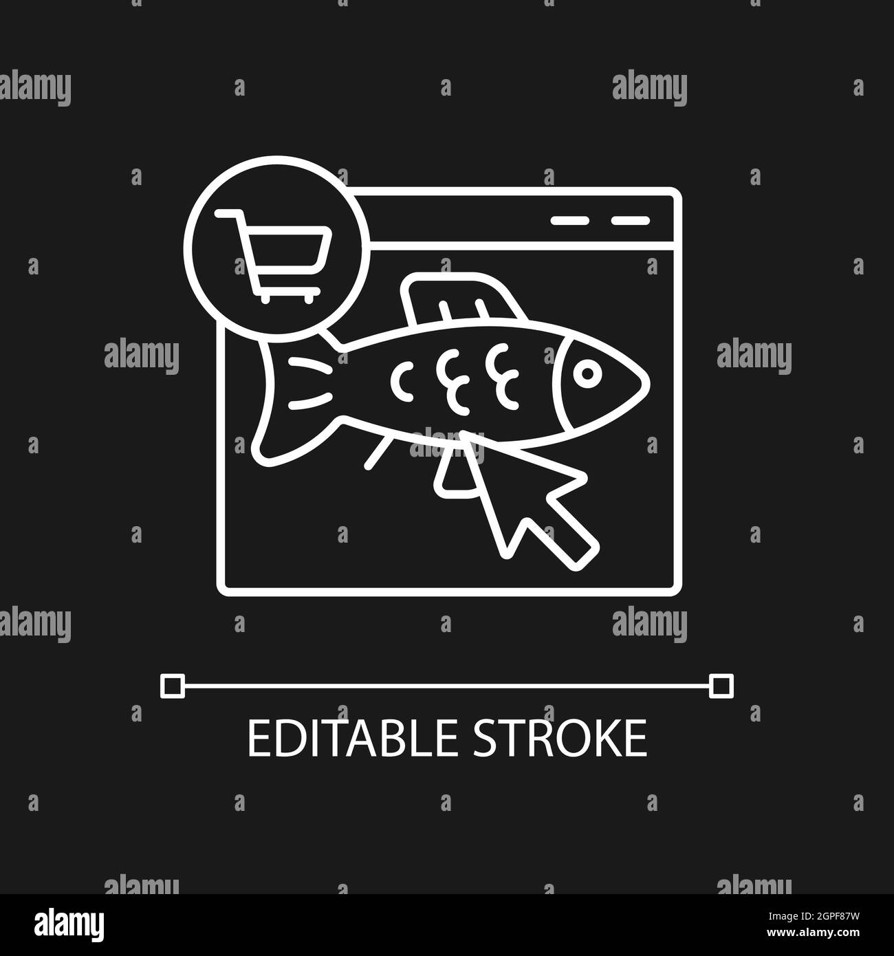 Online fish order white linear icon for dark theme Stock Vector Image