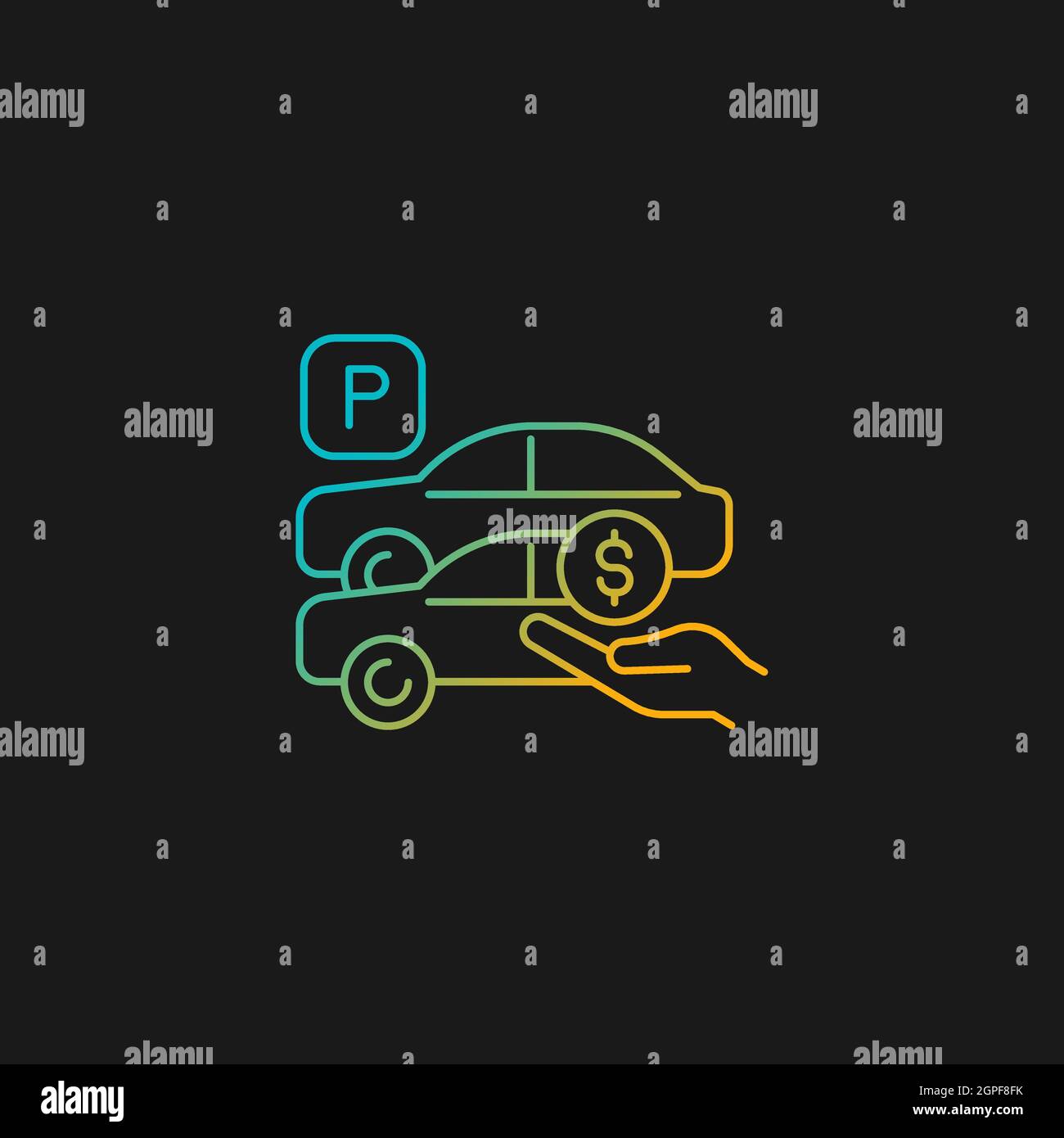 Free parking spots gradient vector icon for dark theme Stock Vector
