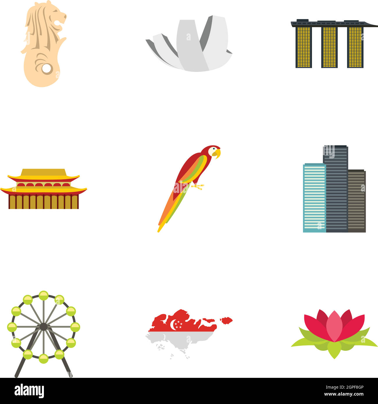 Country Singapore icons set, flat style Stock Vector Image & Art - Alamy