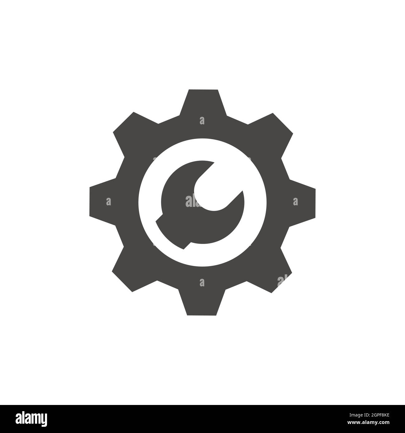 Cogwheel or gear with wrench vector icon Stock Vector