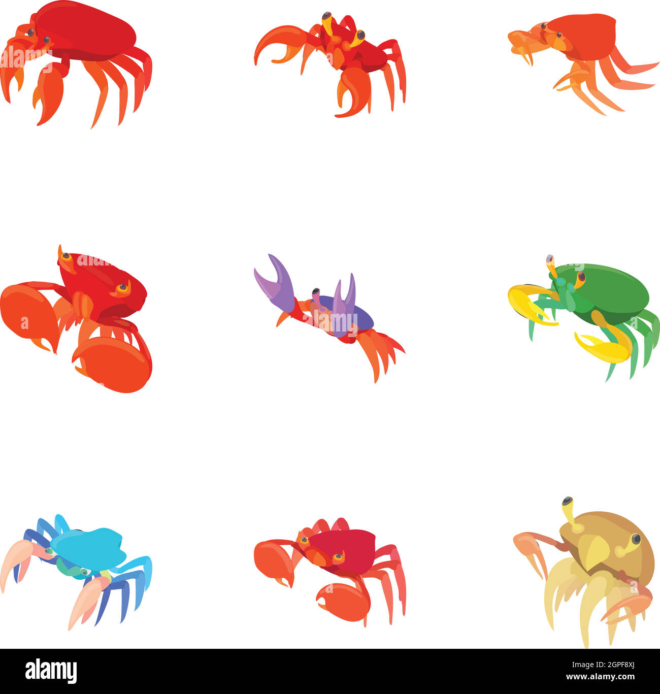 Crayfish icons set, cartoon style Stock Vector