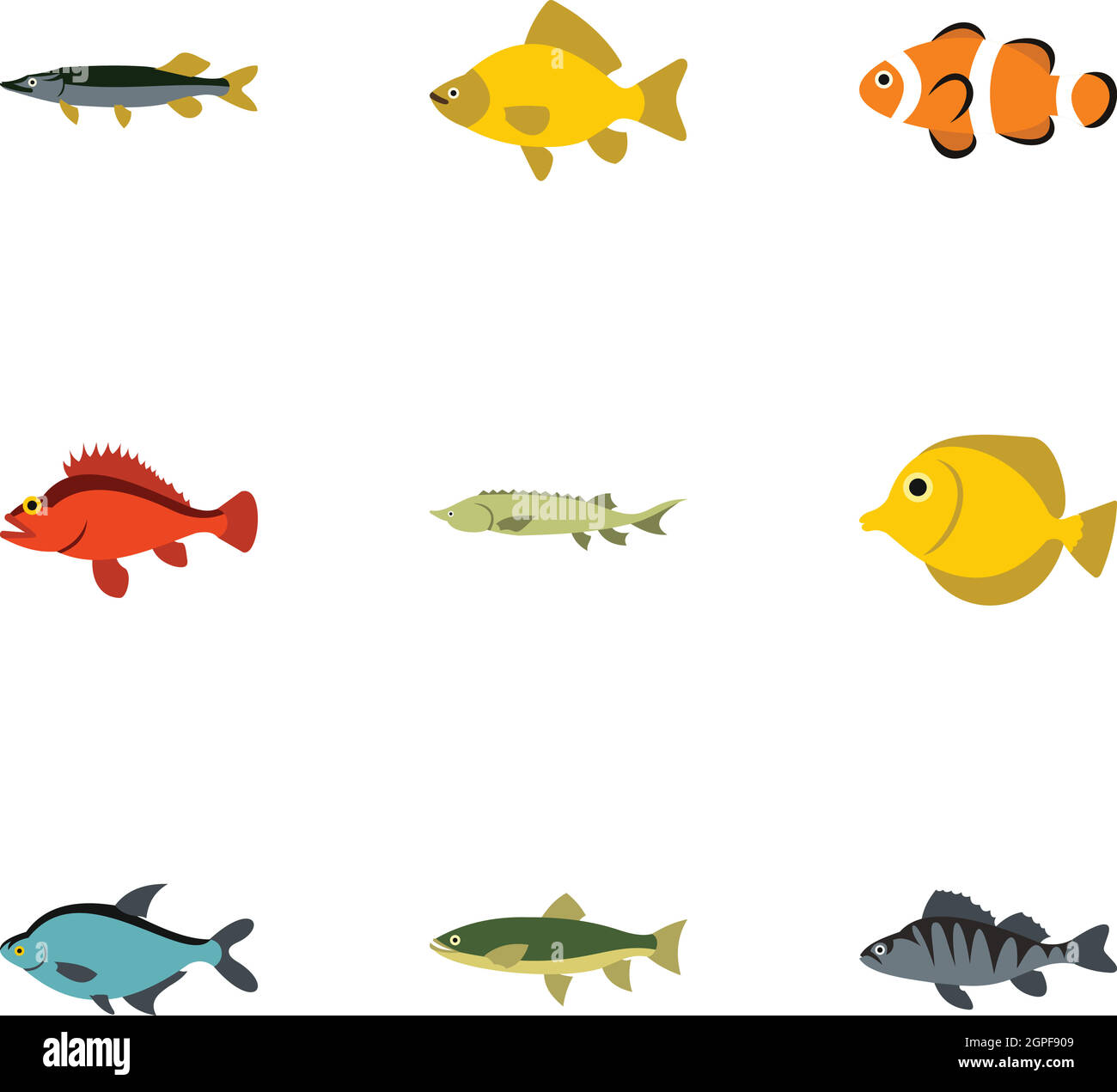 River fish icons set, flat style Stock Vector Image & Art - Alamy