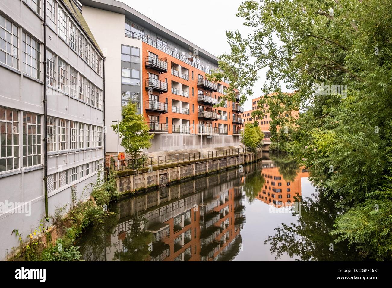 Norwich, Norfolk, UK September 11 2021. A view of the riverside flats and apartments along the