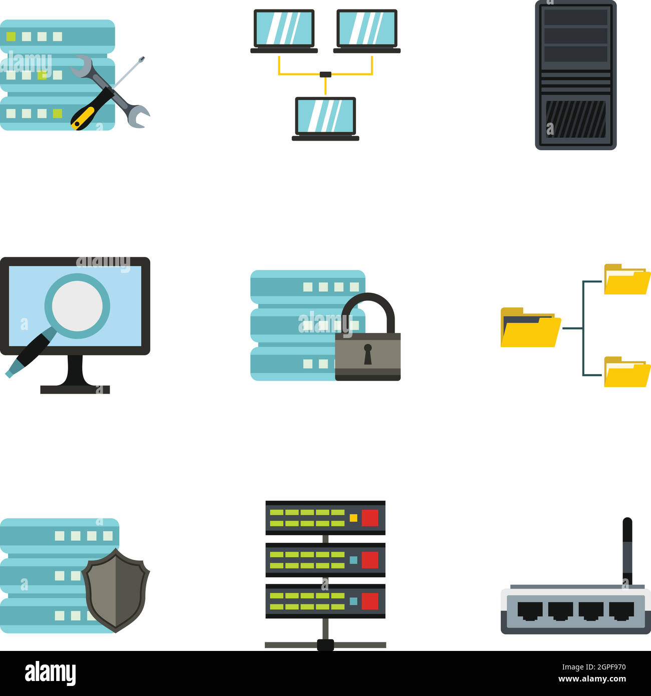 Computer data icons set, flat style Stock Vector Image & Art - Alamy
