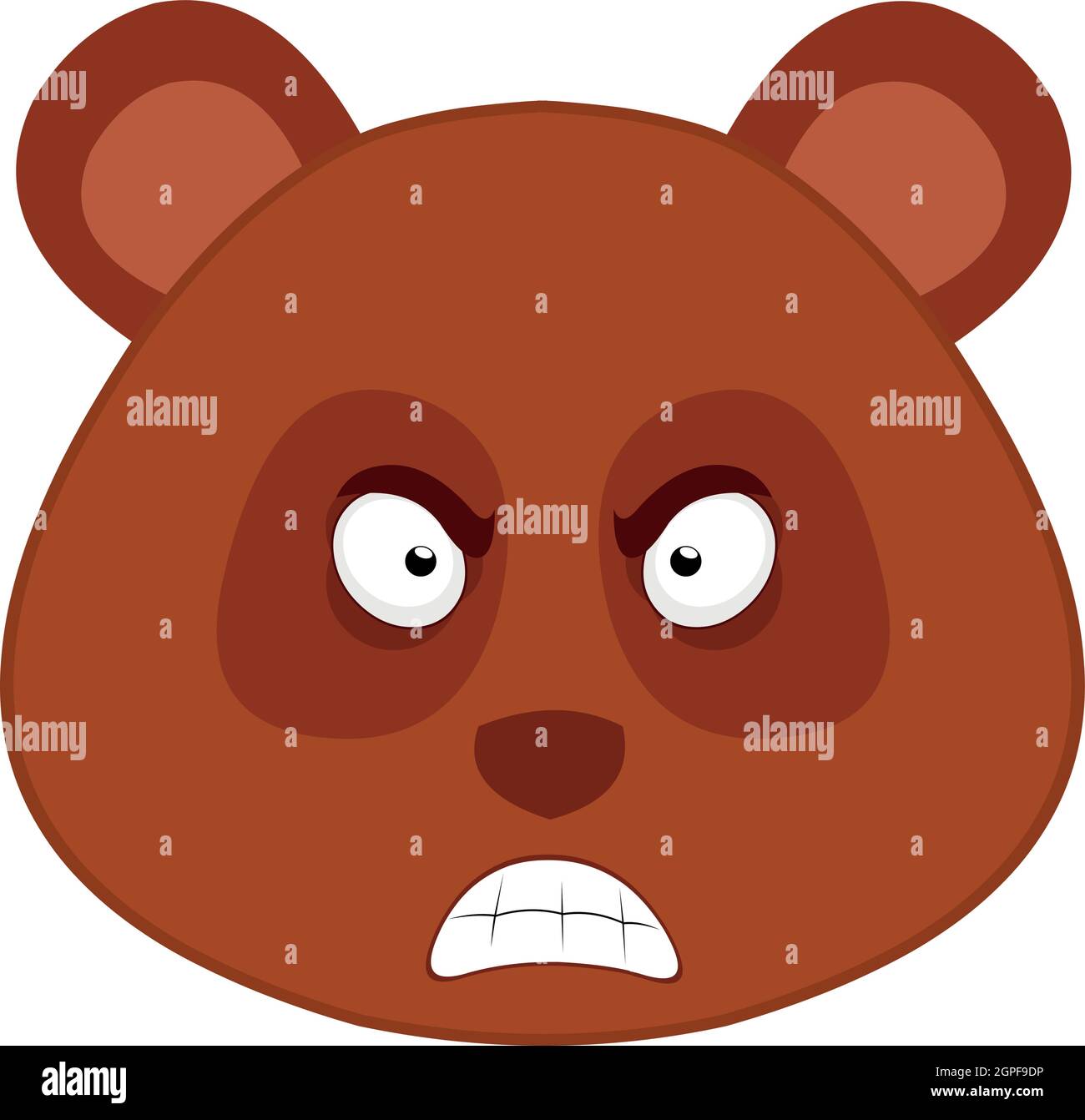 Vector emoticon illustration of the head of a cartoon polar bear with an angry expression and a red face Stock Vector