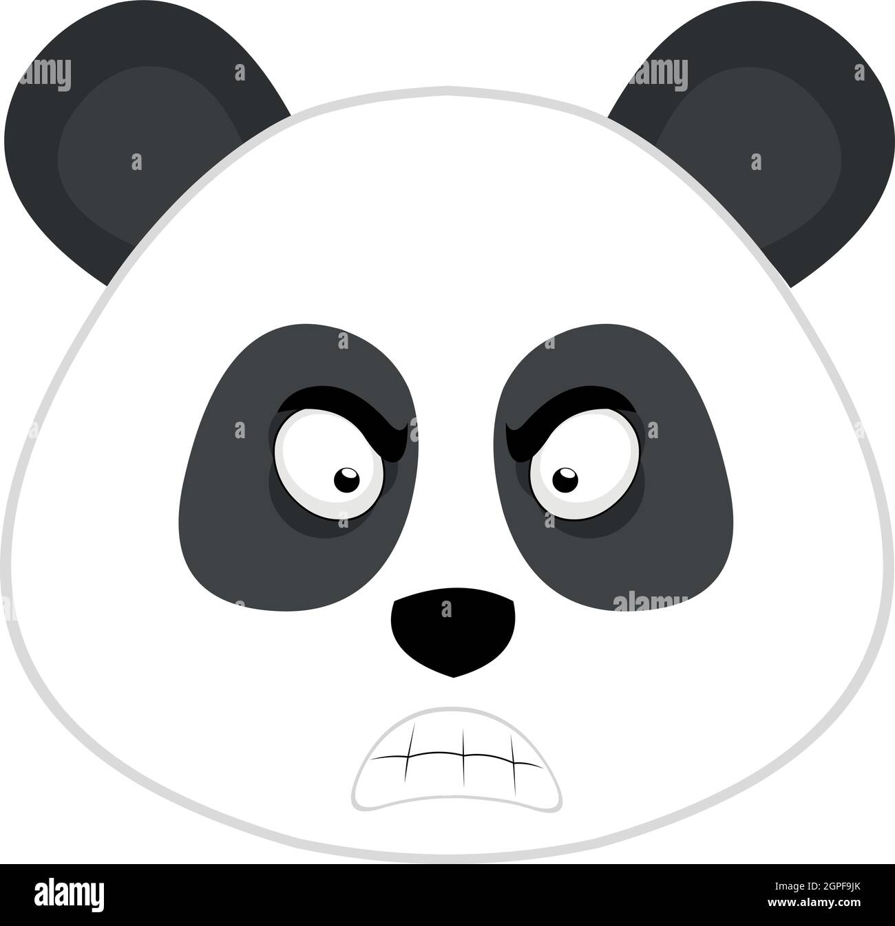 Vector illustration of the face of a cartoon panda bear, with an angry expression Stock Vector
