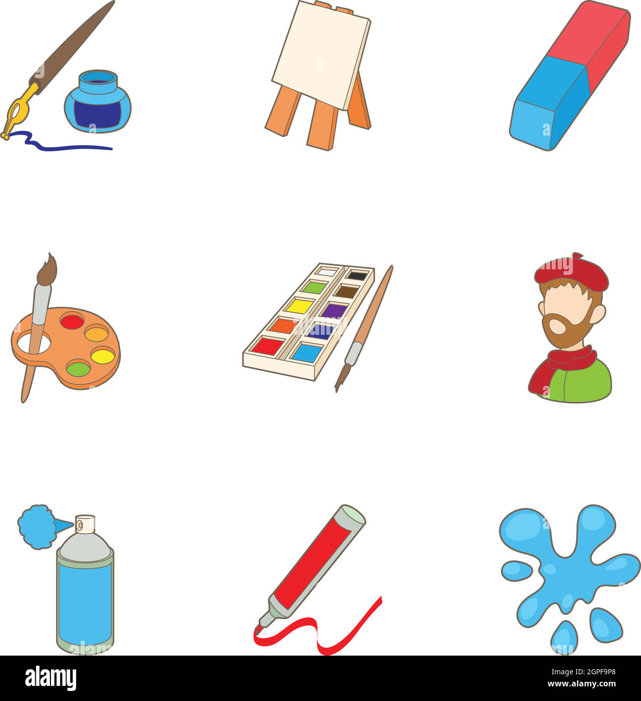 Painting icons set, cartoon style Stock Vector Image & Art - Alamy