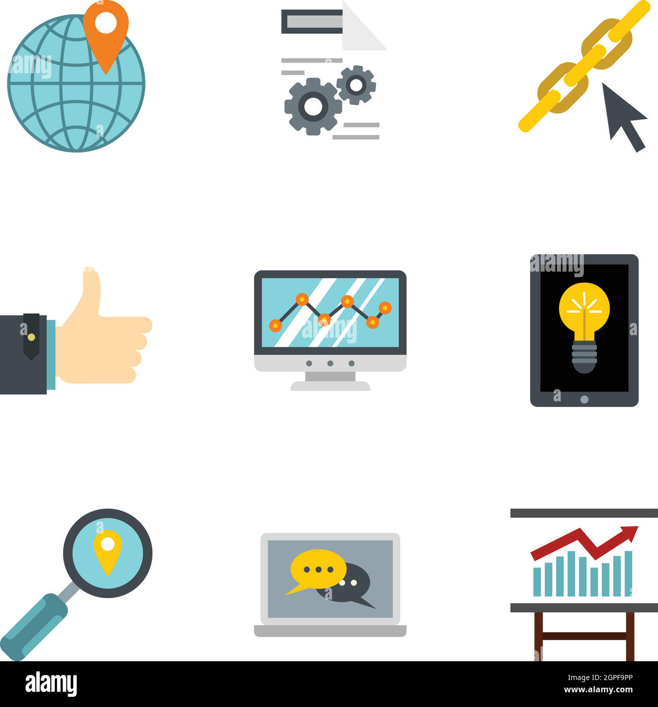 SEO promotion icons set, flat style Stock Vector Image & Art - Alamy