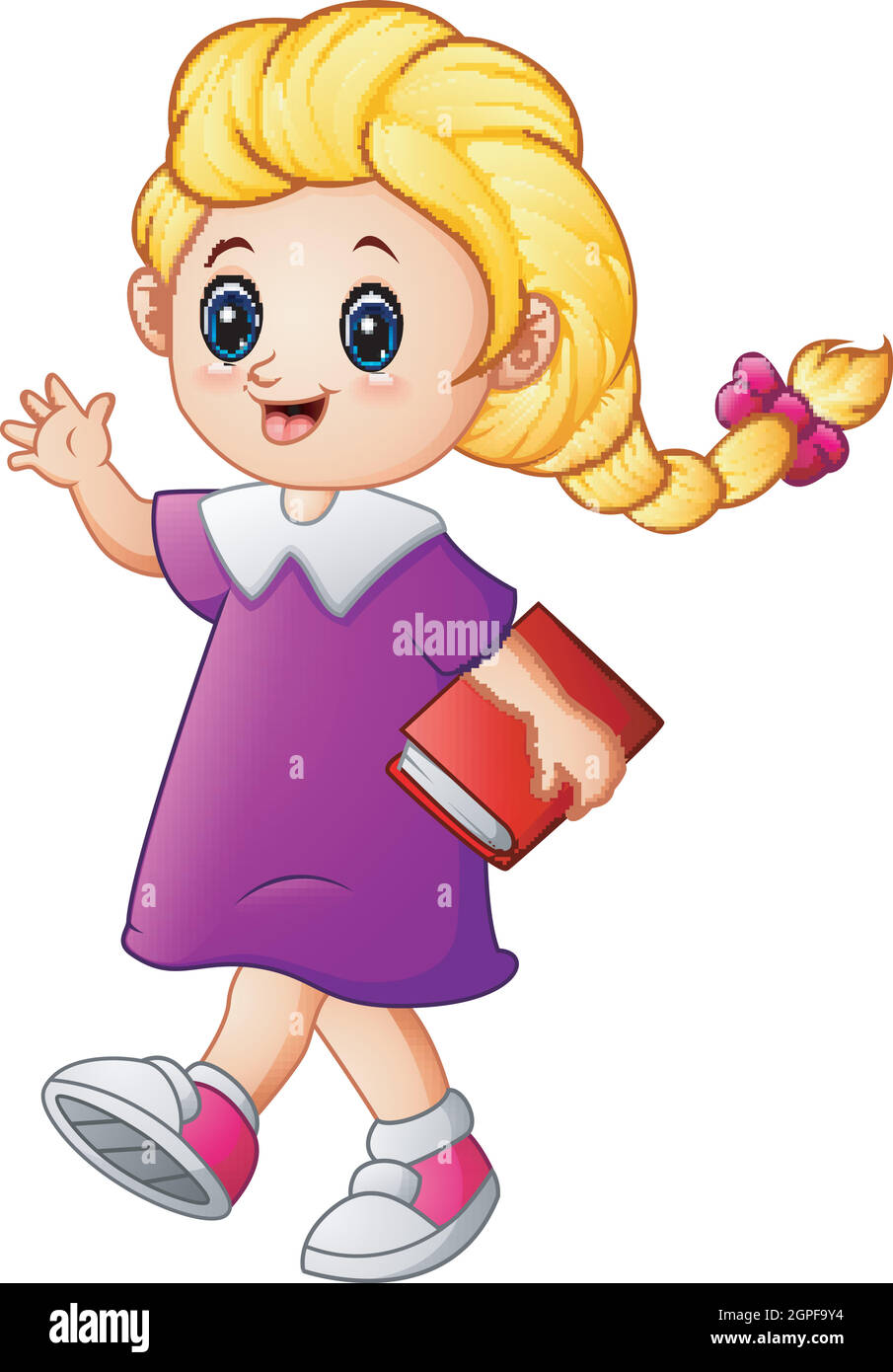 Girl student walking holding book Stock Vector Images - Alamy