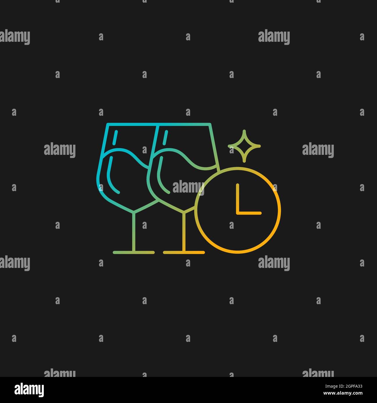 Company happy hour gradient vector icon for dark theme Stock Vector