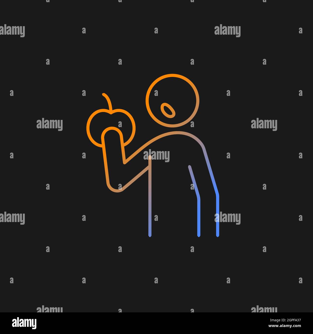 Man with apple gradient vector icon for dark theme Stock Vector