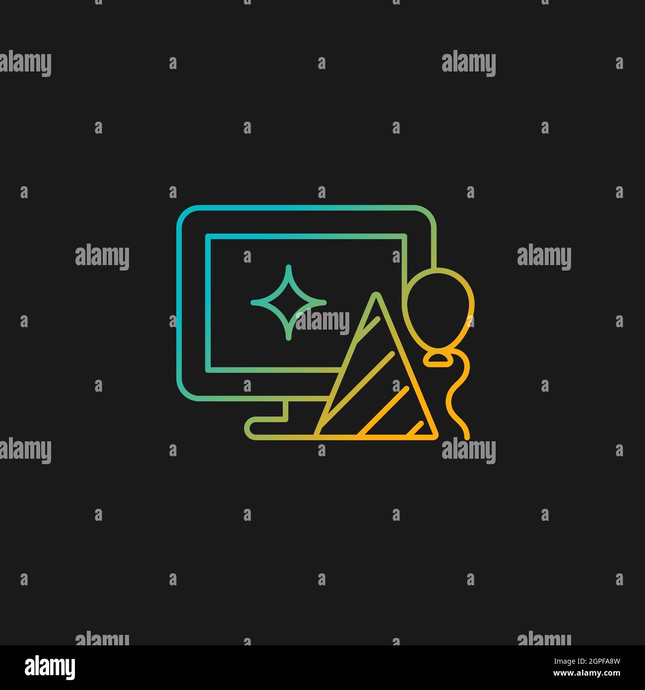 Office party gradient vector icon for dark theme Stock Vector