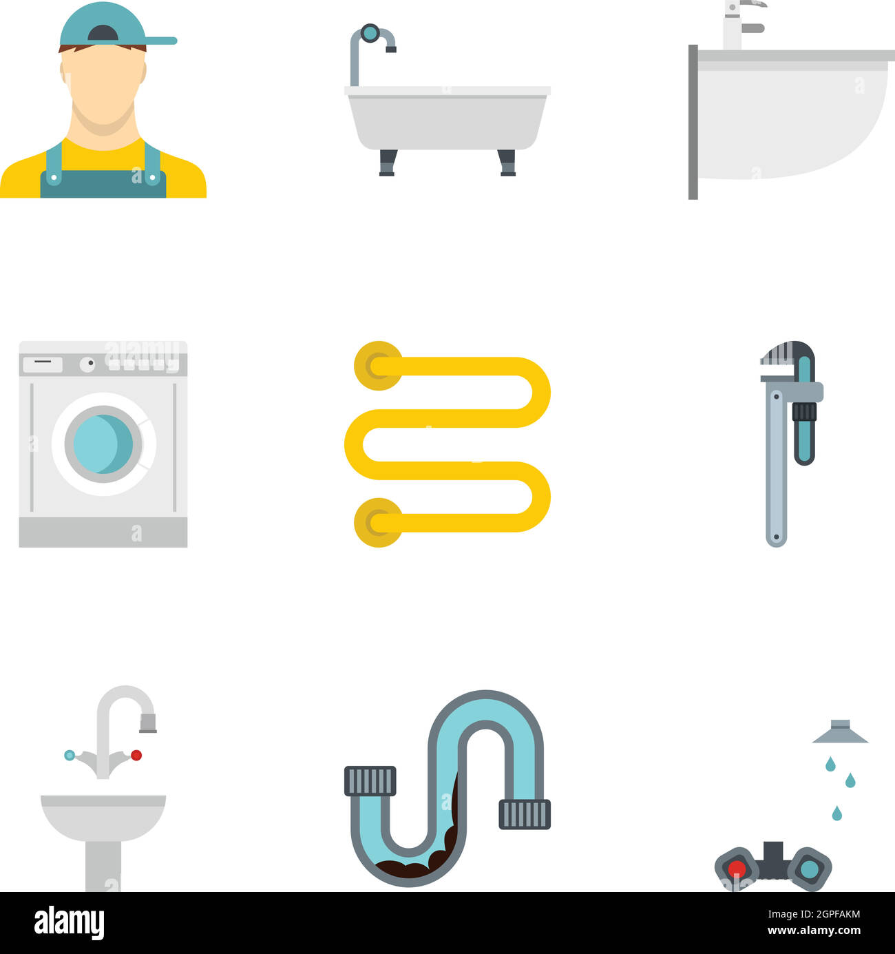 Equipment for bathroom icons set, flat style Stock Vector Image & Art ...