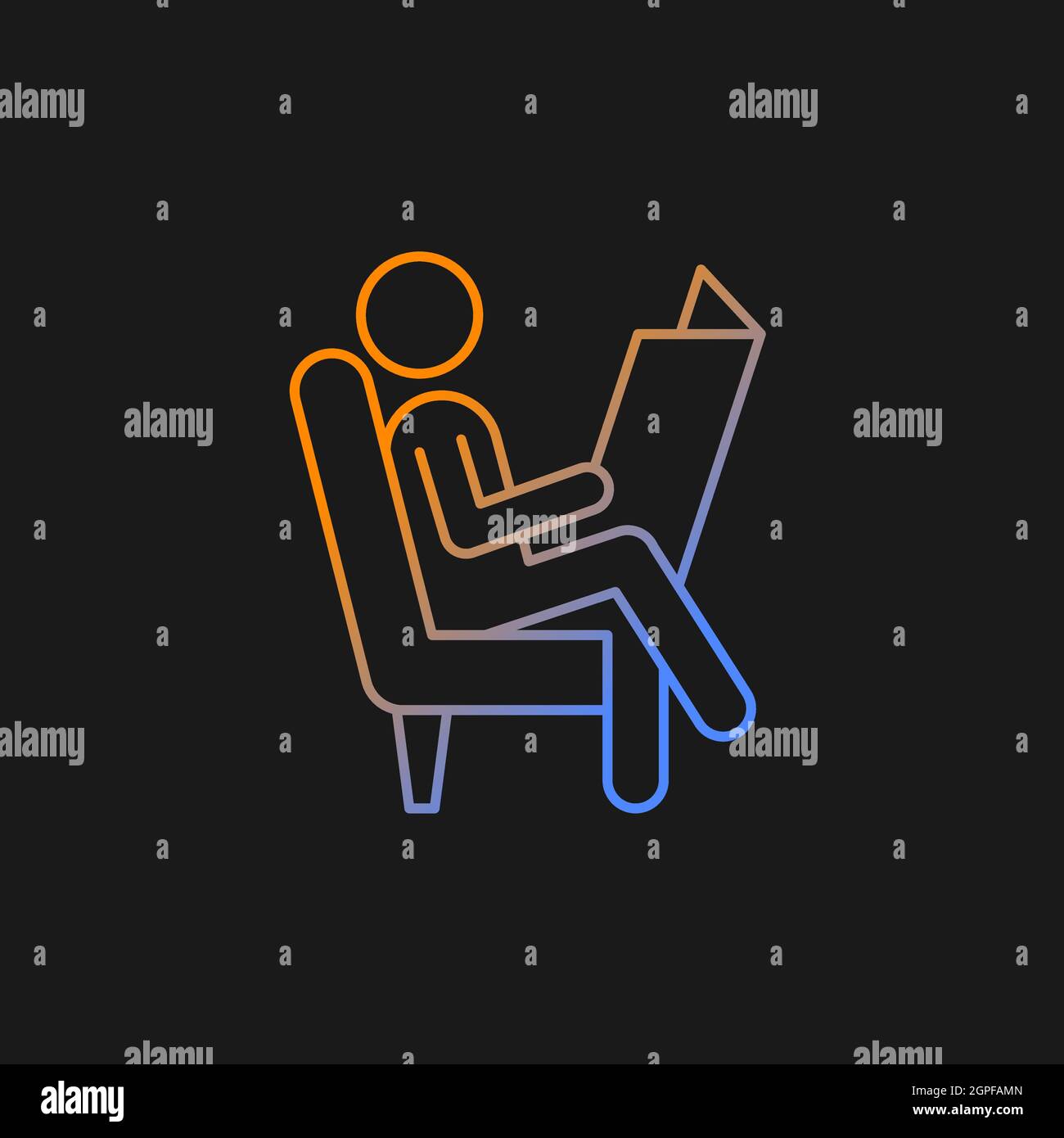 Read newspaper gradient vector icon for dark theme Stock Vector