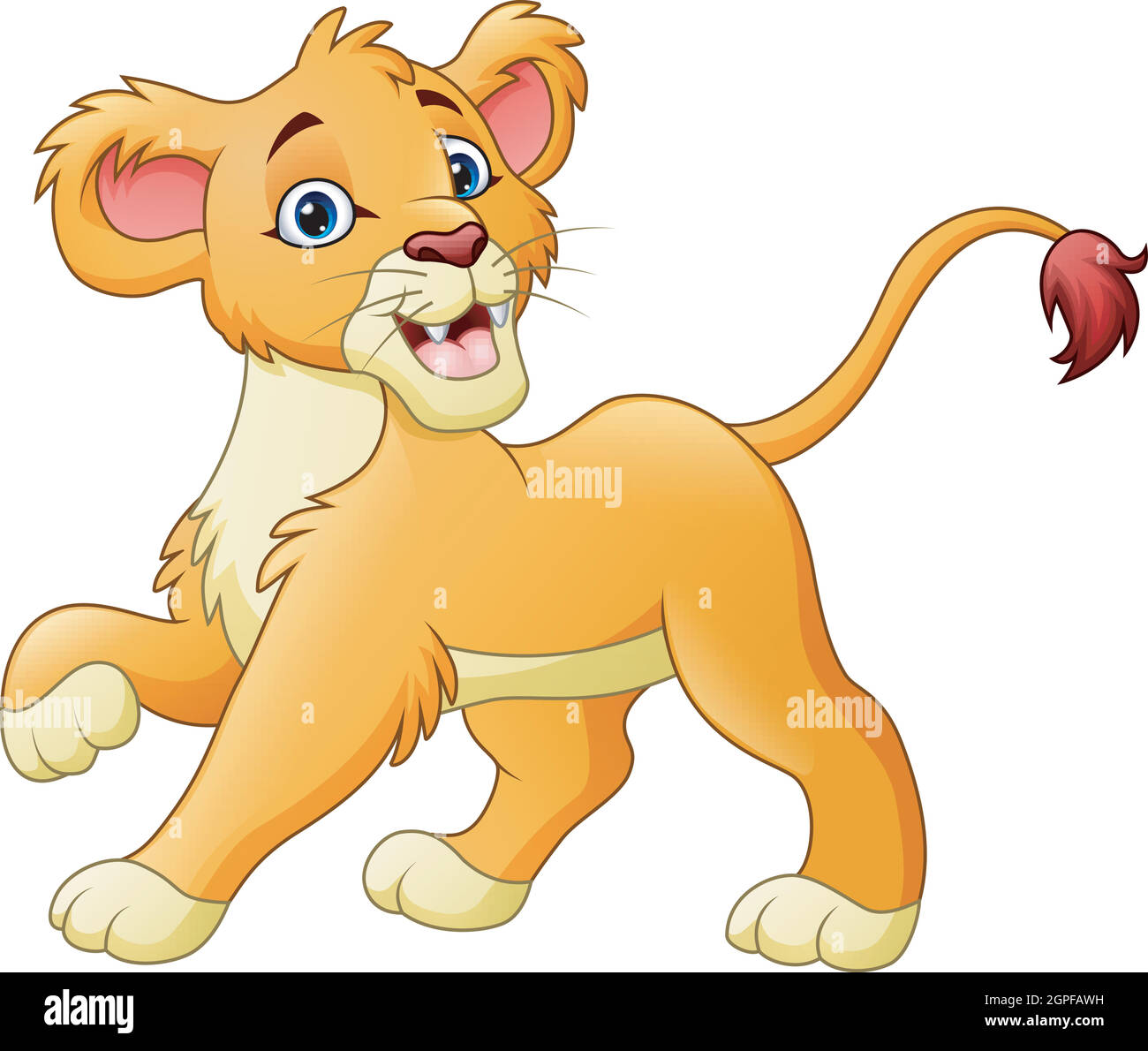 Cartoon lioness isolated on white background Stock Vector