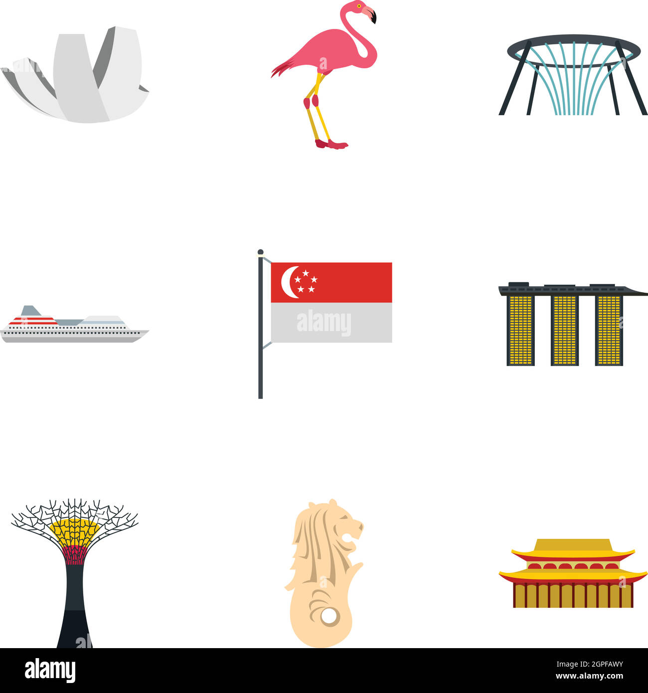 Holiday in Singapore icons set, flat style Stock Vector Image & Art - Alamy