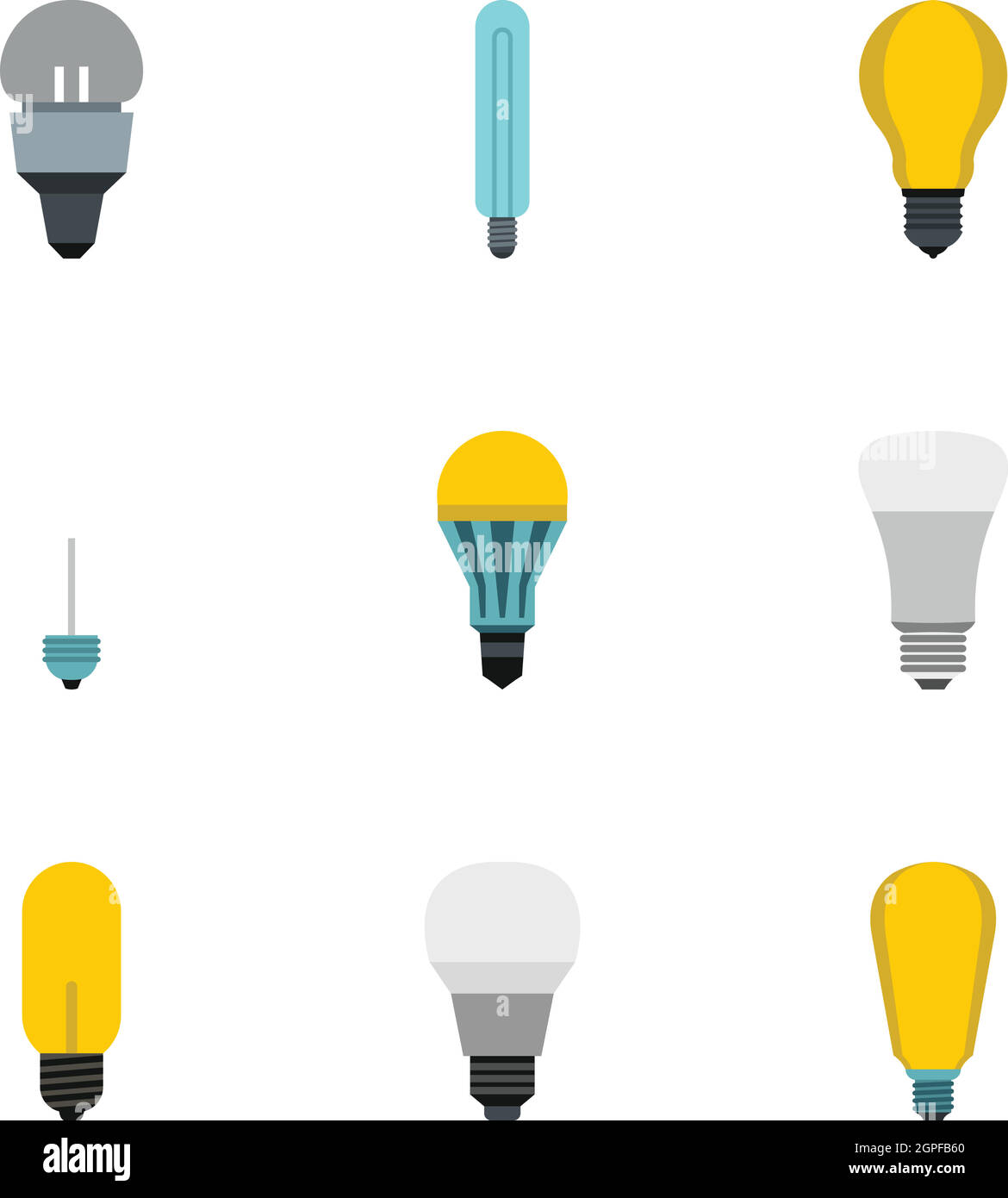 Light icons set, flat style Stock Vector