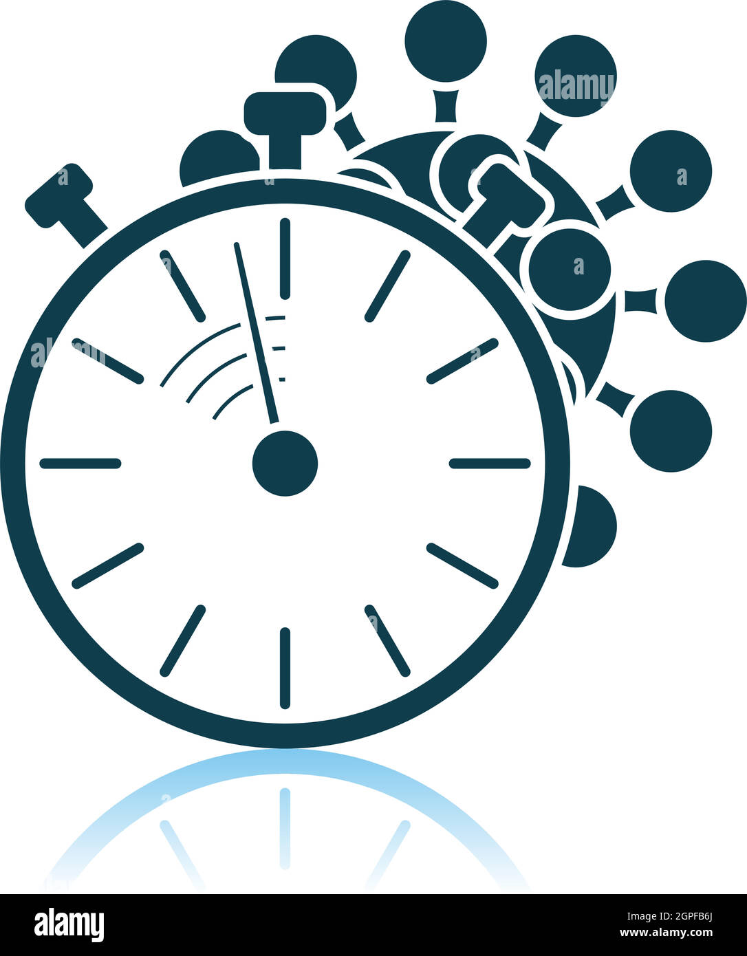 Coronavirus Molecule Under Stopwatch Icon Stock Vector