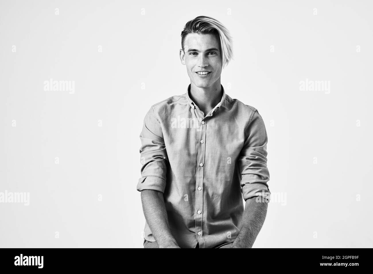 Man in blank t shirt Black and White Stock Photos & Images - Alamy