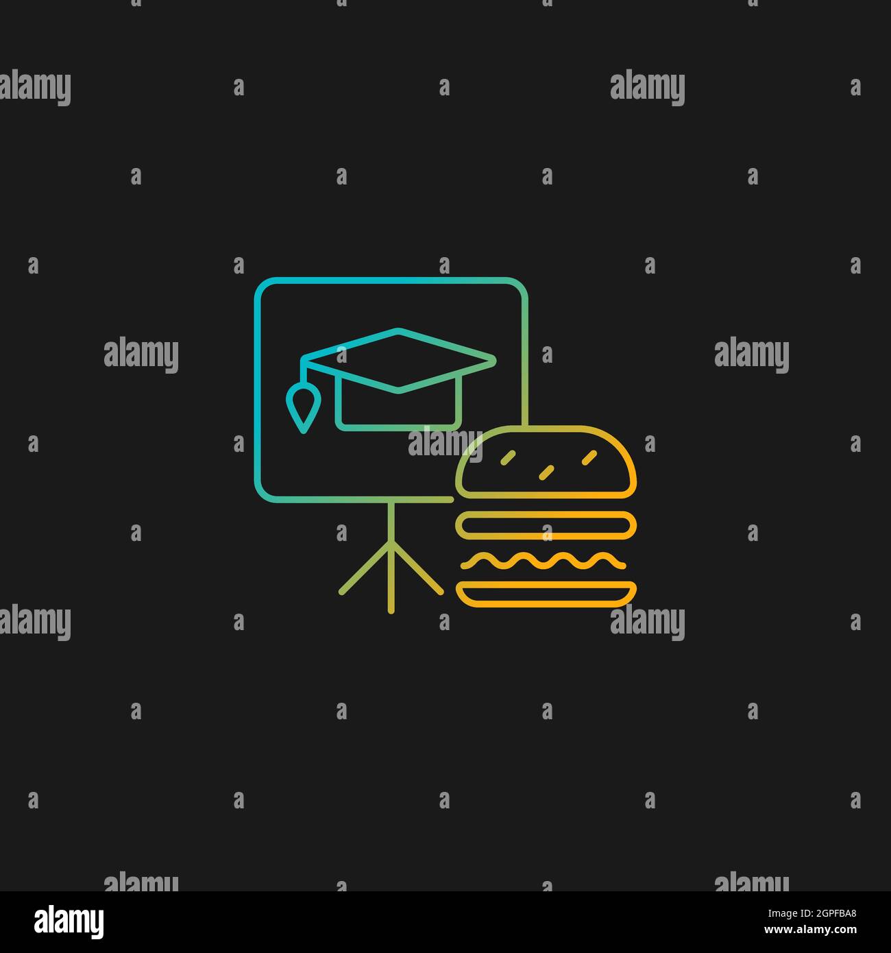 Lunch and learns gradient vector icon for dark theme Stock Vector