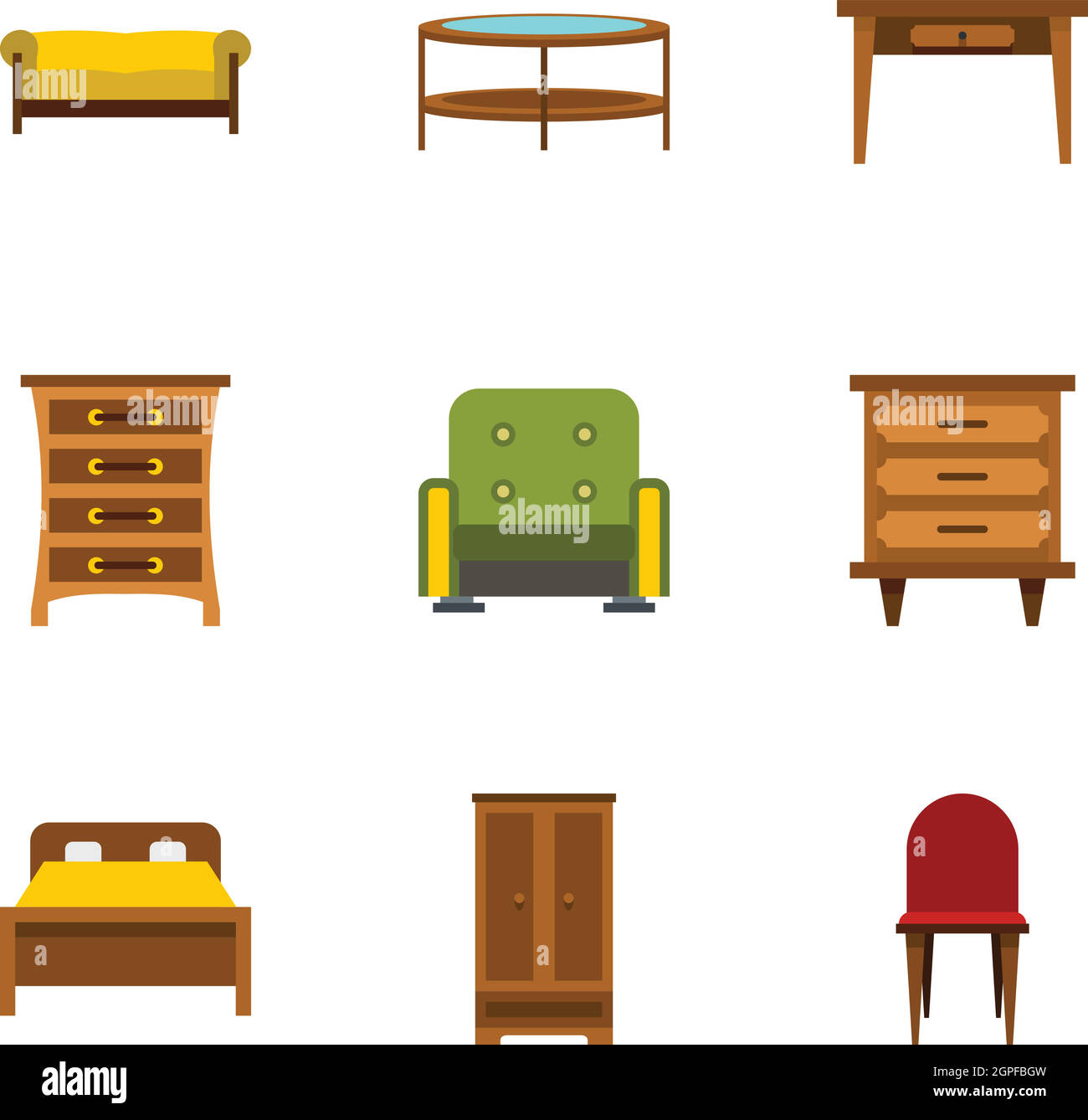 Home furniture icons set, flat style Stock Vector Image & Art - Alamy
