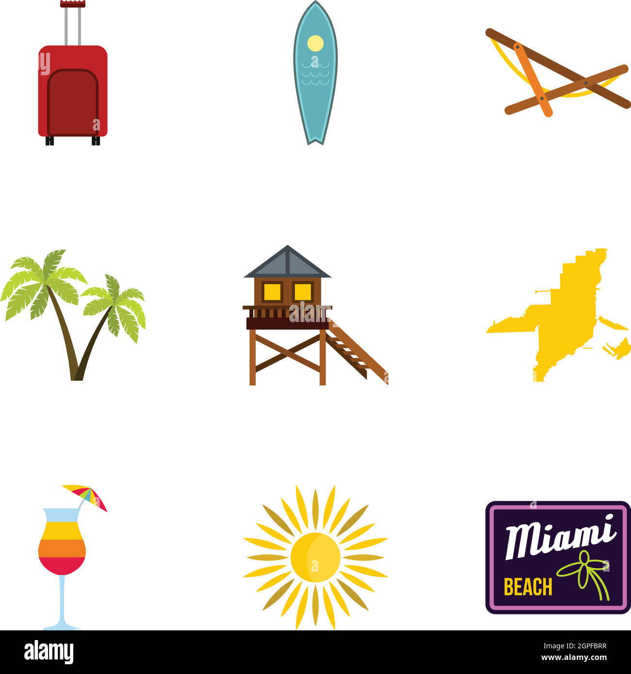 City Miami icons set, flat style Stock Vector Image & Art - Alamy