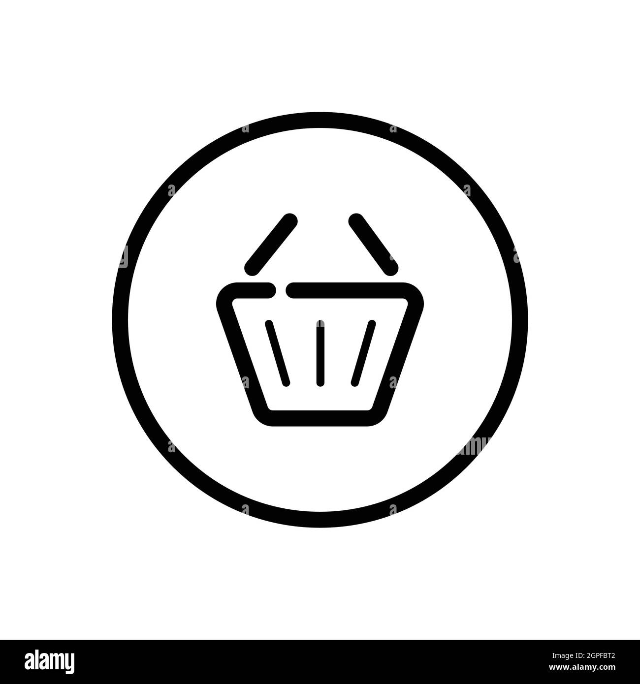 Empty shopping basket. Commerce outline icon in a circle. Vector ...