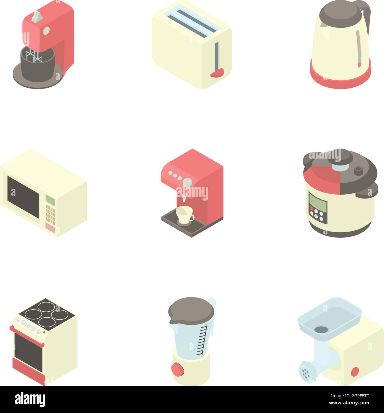 Kitchen gadgets icons set, cartoon style Stock Vector