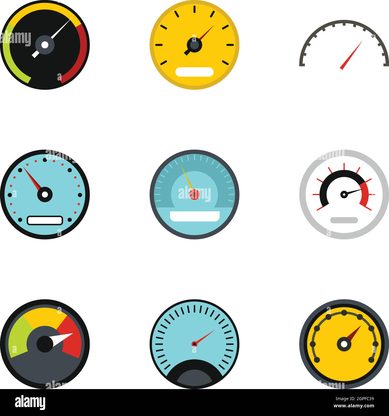 Speedometer for transport icons set, flat style Stock Vector Image ...