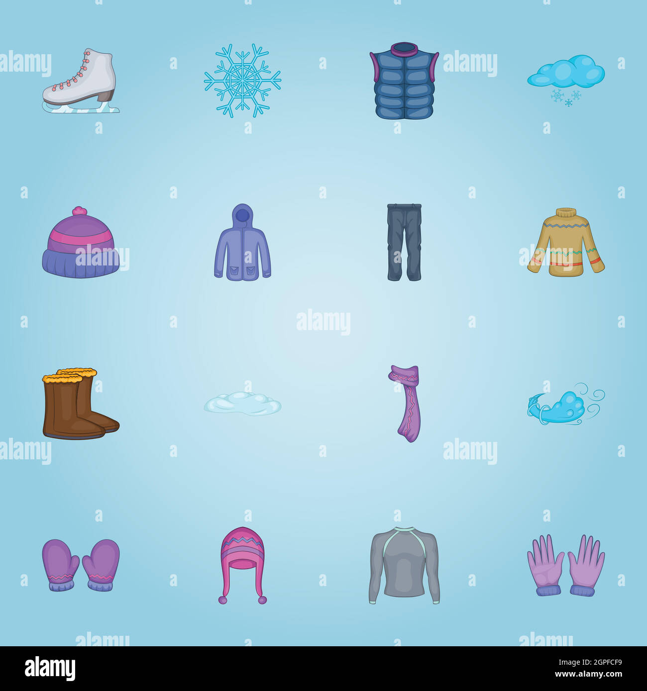 Winter clothes icons set, cartoon style Stock Vector Image & Art - Alamy