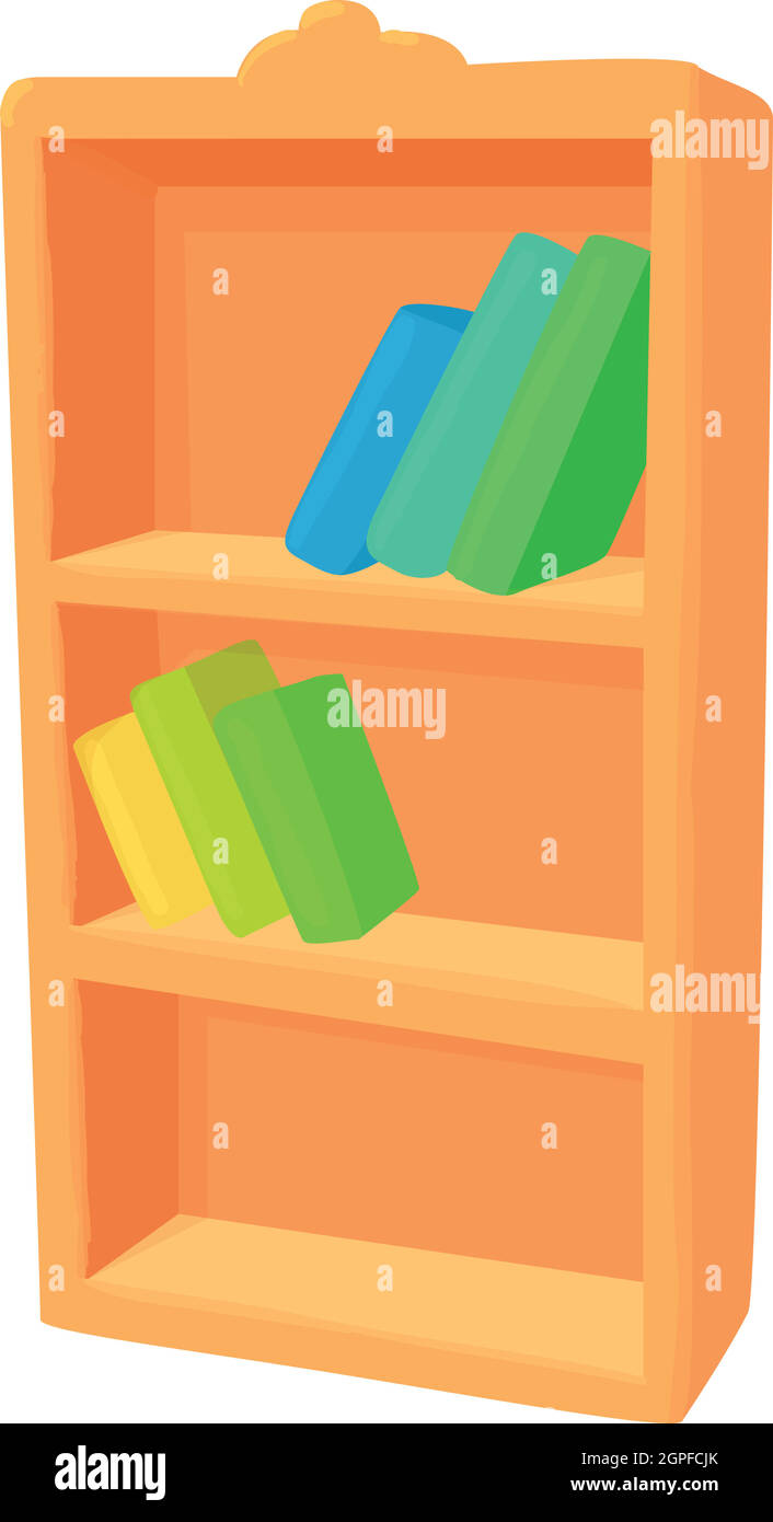 Bookcase icon, cartoon style Stock Vector