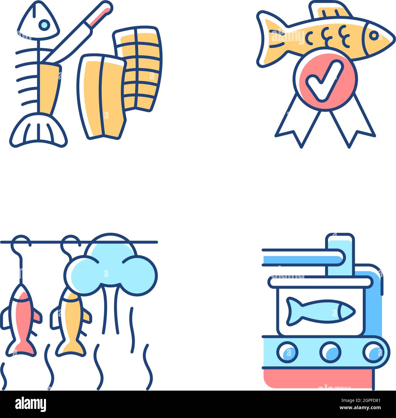 Fish products preparation RGB color icons set Stock Vector Image & Art ...