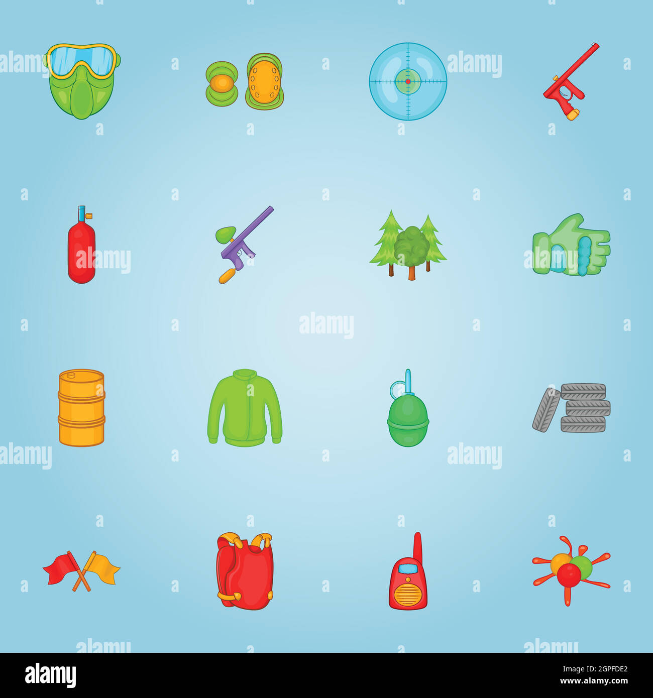 Paintball icons set, cartoon style Stock Vector Image & Art - Alamy
