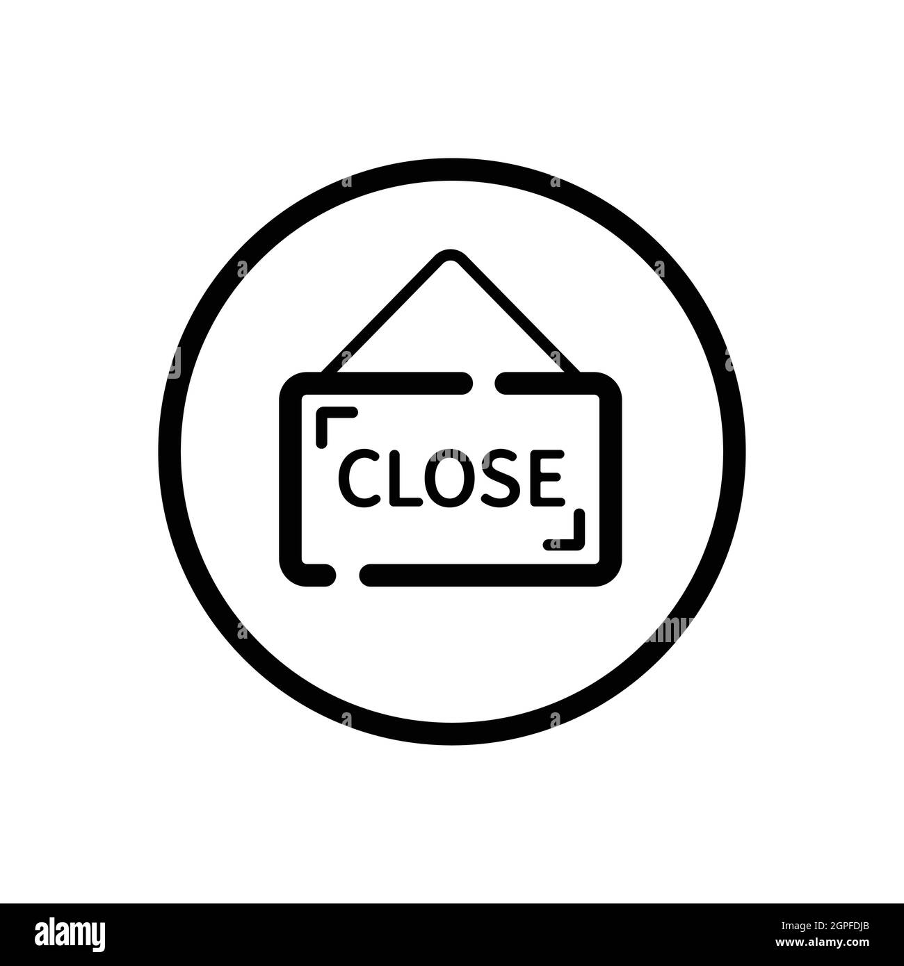 Close notice. Label with text. Commerce outline icon in a circle. Vector illustration Stock Vector