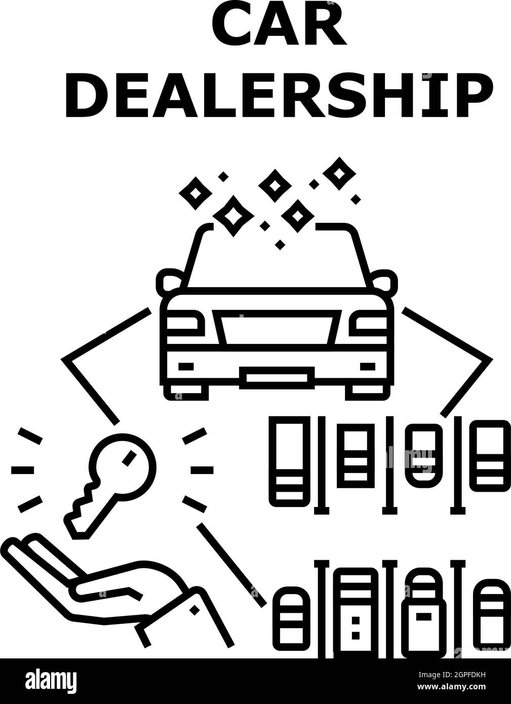 Car Dealership Vector Concept Black Illustration Stock Vector