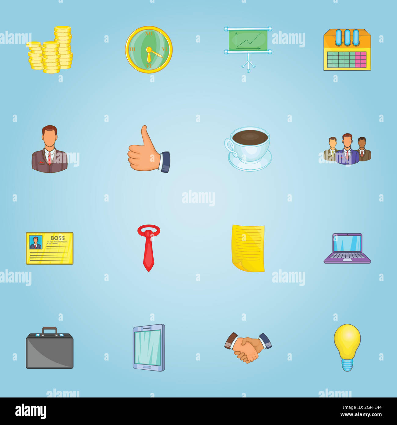 Business team icons set, cartoon style Stock Vector