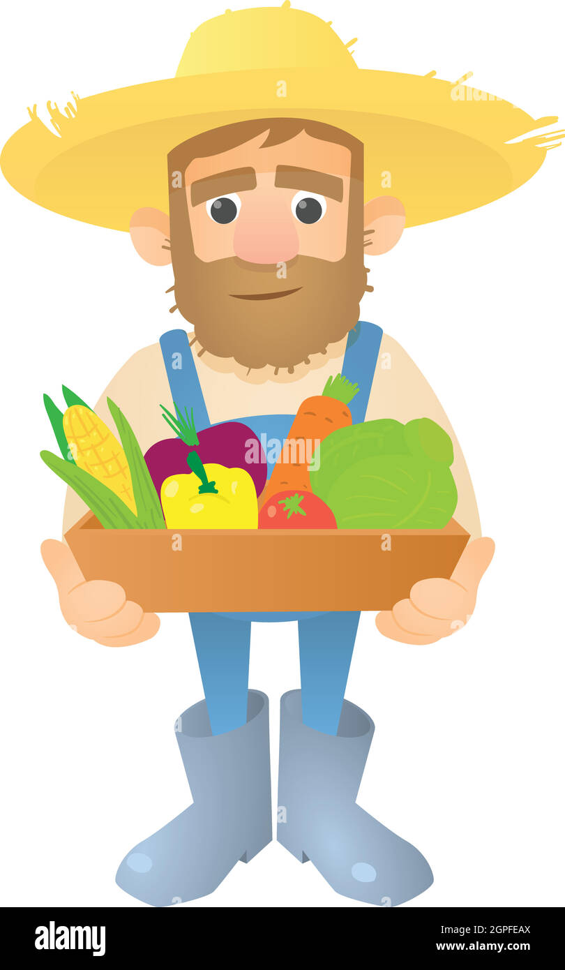 Farmer with vegetables icon, flat style Stock Vector Image & Art - Alamy