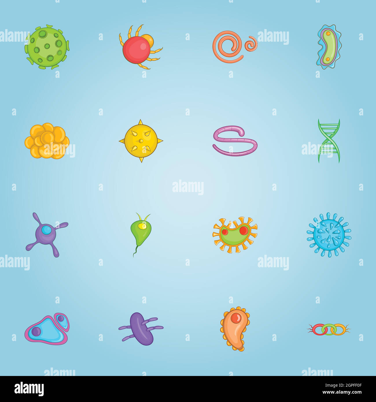 Viruses and bacteria icons set, cartoon style Stock Vector Image & Art ...