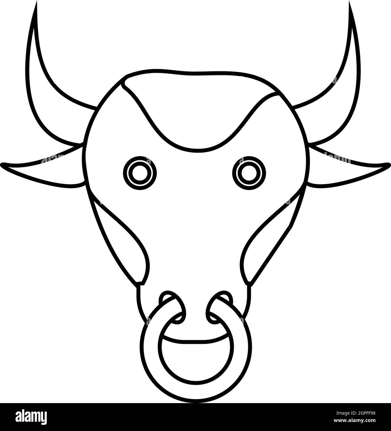Simple Minimalist Monoline, Outline, Line Art Bull, Cow, Buffalo