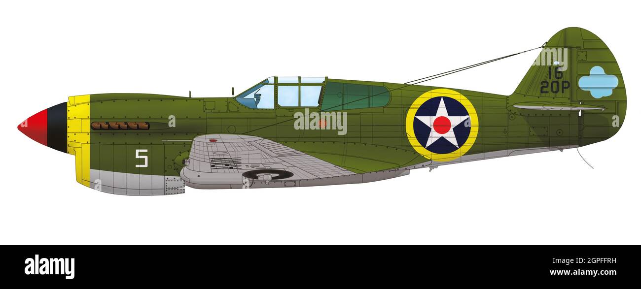 Curtiss P-40E Warhawk of the 79th Pursuit Squadron of the 20th Pursuit Group USAAC, Autumn 1941 Stock Photo
