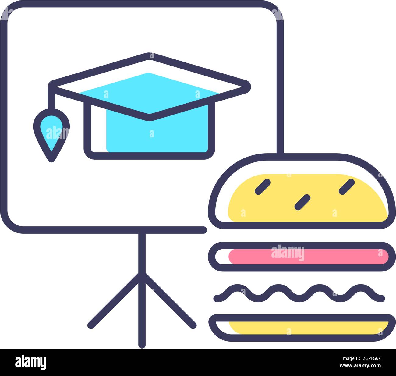 Lunch and learns RGB color icon Stock Vector