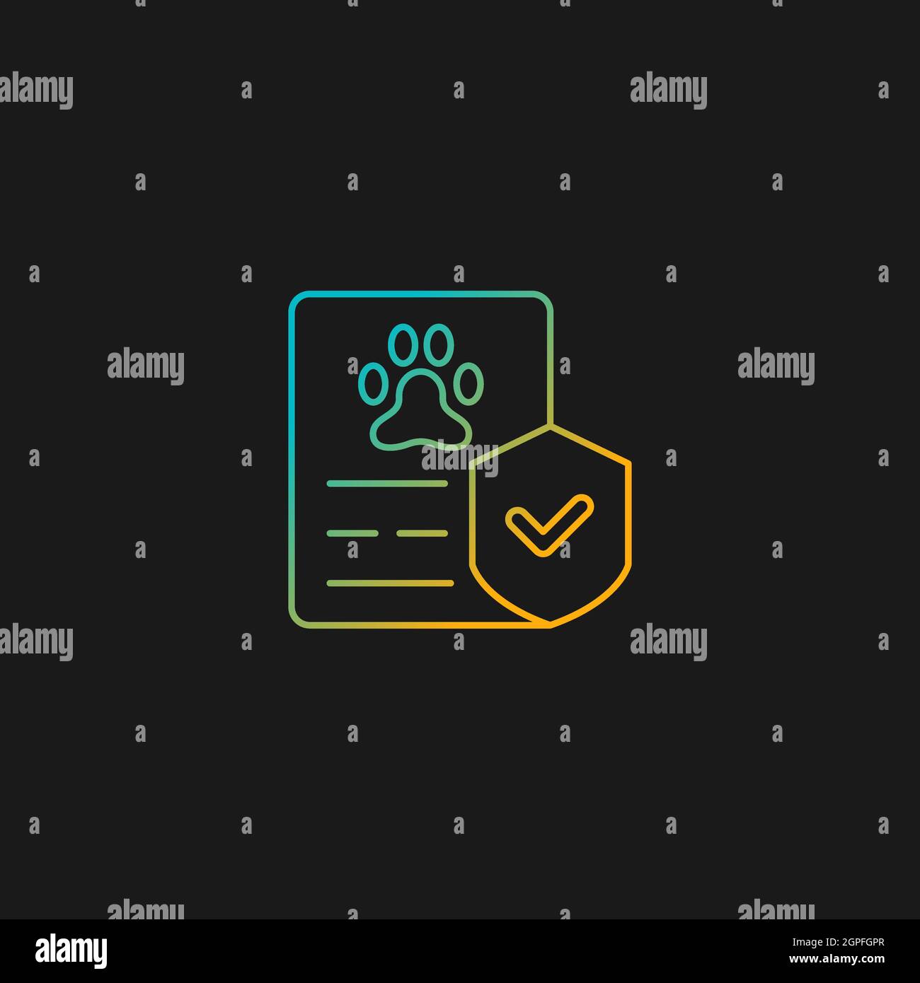 Pet insurance gradient vector icon for dark theme Stock Vector