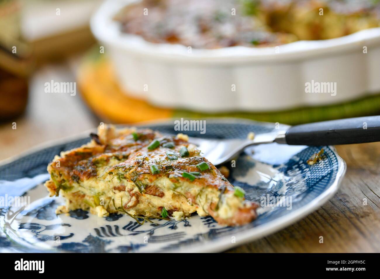 Swedish Cheese Pie made with Vasterbotten cheese, chanterelles, dill and chives. Photo: Johan Nilsson / TT / Code 50090 Stock Photo