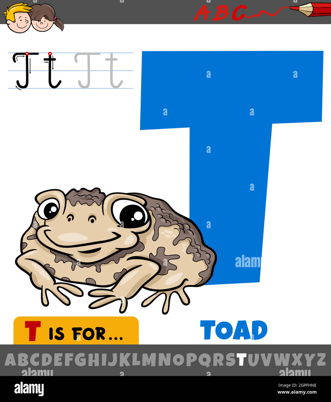 letter T from alphabet with cartoon toad animal character Stock Vector  Image & Art - Alamy