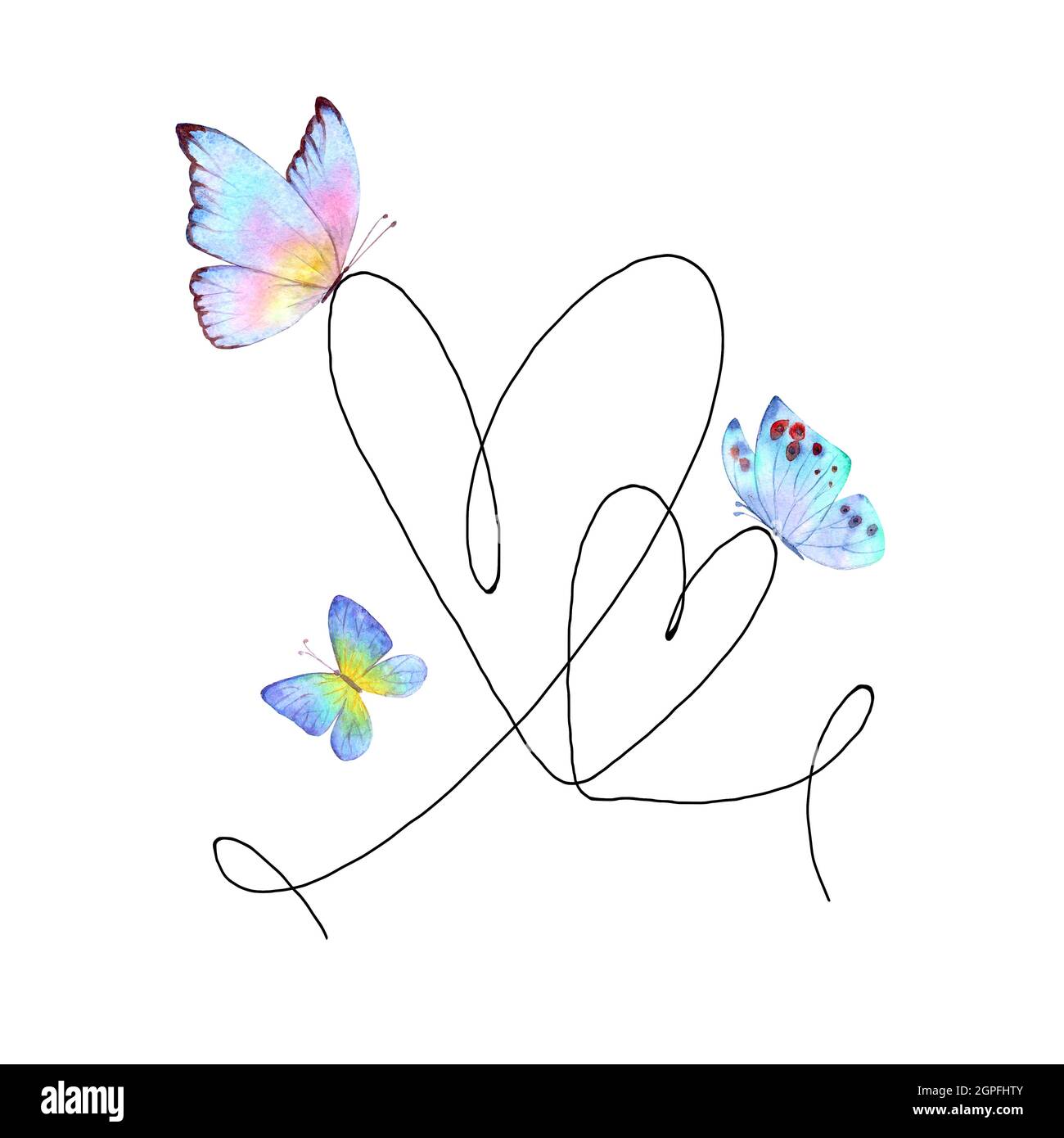 drawings of butterflies and hearts