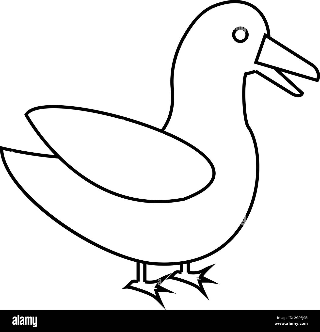 Goose icon, outline style Stock Vector