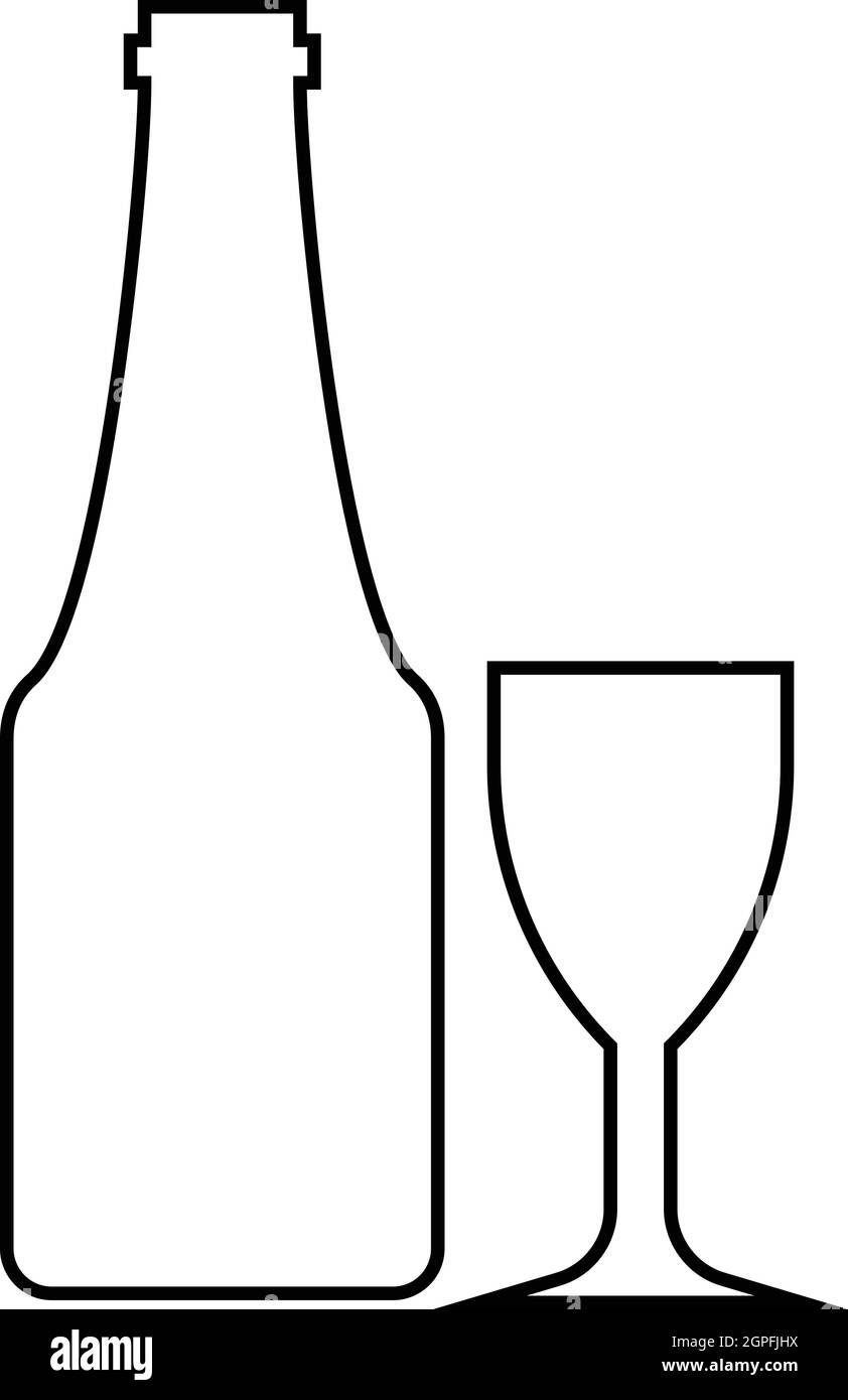 Wine and glass icon, outline style Stock Vector Image & Art - Alamy